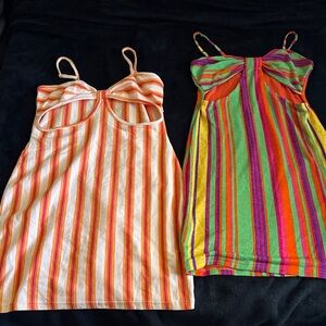 SHEIN Orange White Striped Mini Dress & SHEIN Multicolor Striped Mini Dress